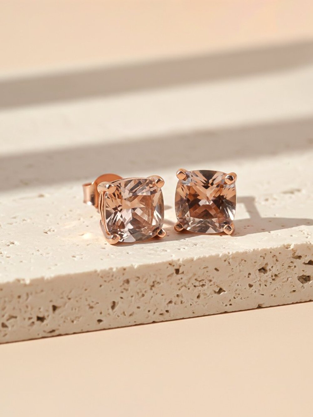 925 Silver Rose Gold Chocolate Stud Earrings Gold Vermeil (2.5 Micron)